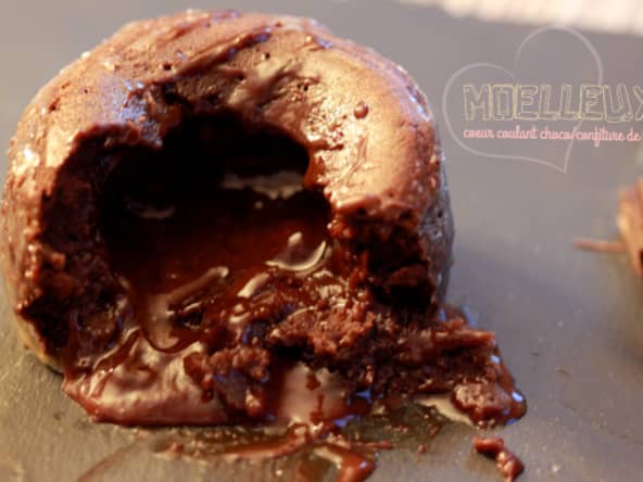 Moelleux au coeur coulant chocolat et confiture de lait