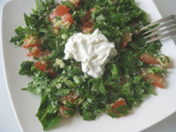 Taboulé vert et labné au thym