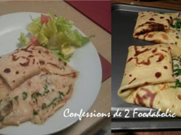 Crêpes salées champignons poulet