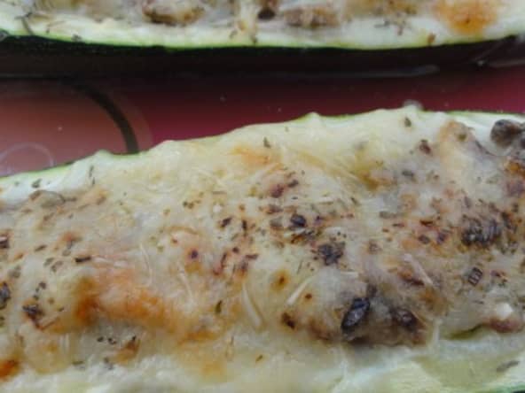 Courgettes farcies aux champignons
