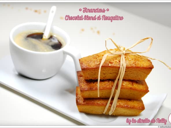 Financiers chocolat blond Dulcey et pépites de nougatine