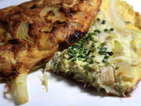 Omelettes aux asperges et lardons