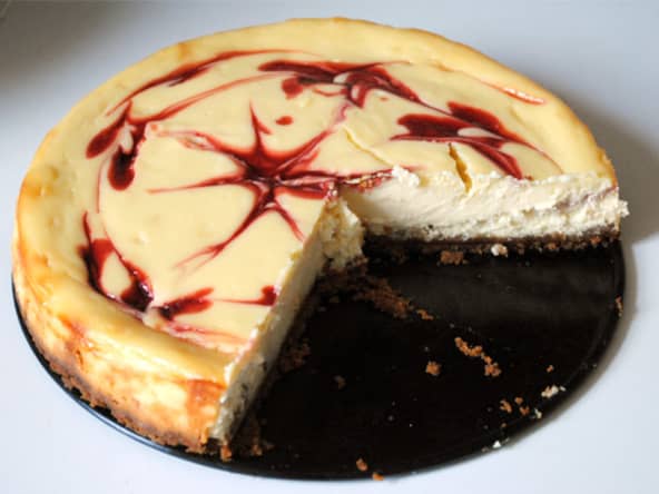 Le cheesecake chocolat blanc et framboise