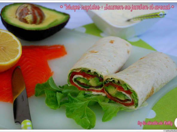 Wrap faciles et rapides au jambon, saumon et avocat