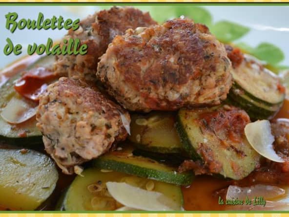 Boulettes de volaille et courgettes braisées