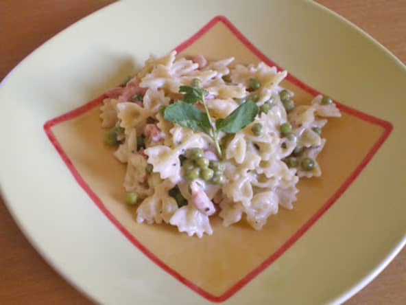 Mini farfalle aux petits pois et bacon ou farfalle en risotto