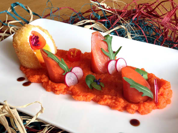 Oeuf Mollet Frit et son Duo de Carottes