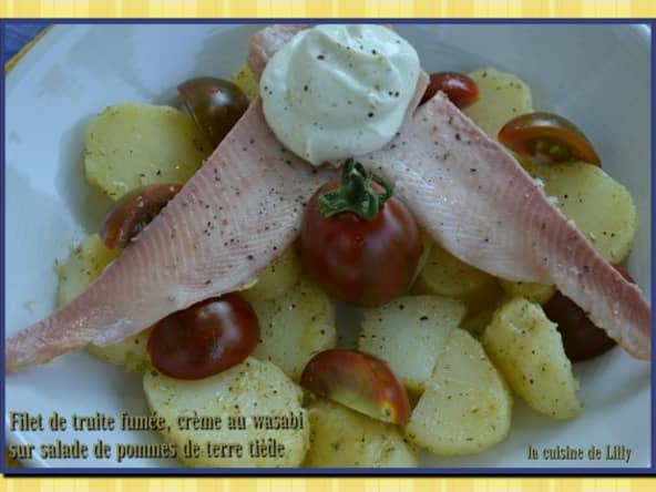 Filet de truite fumée, crème au wasabi
