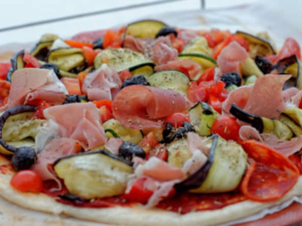 Tarte fine aux légumes grillés