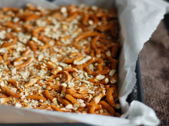 Brownie aux bretzels et caramel au beurre salé