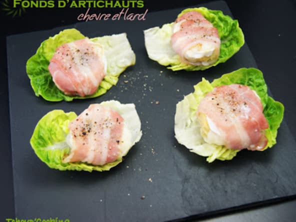 Fonds d'artichauts, chèvre et lard