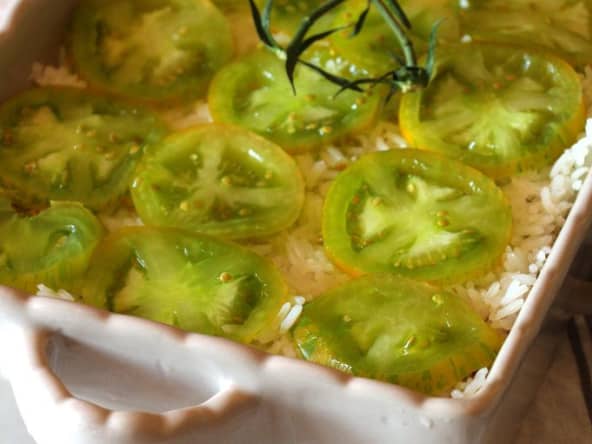 Gratin au confit d'aubergines et tomates tigrées