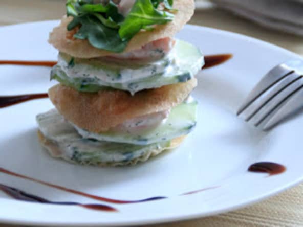 Mille Feuilles Concombre et Crevettes