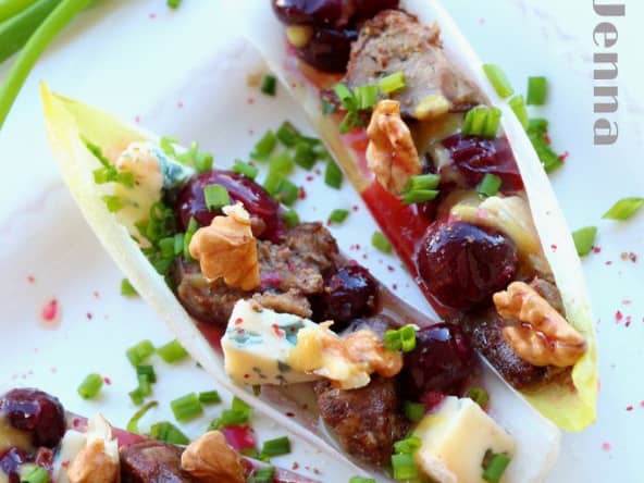 Le raisin muscat confit sur endive