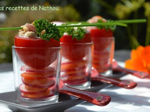 Tomates à la coque et carpaccio radis-carottes