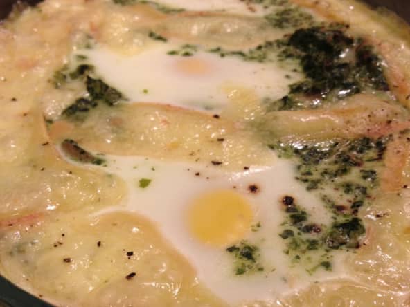 Le petit gratin cocotte épinards et reblochon