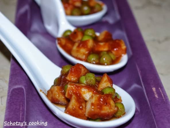 Blancs de seiche à la sauce tomate et petits pois