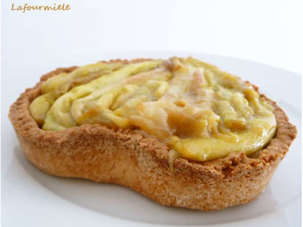 Tarte à la rhubarbe et compotée de poire