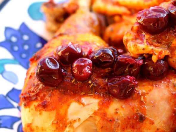 Poulet aux épices orientales, confit de raisin muscat