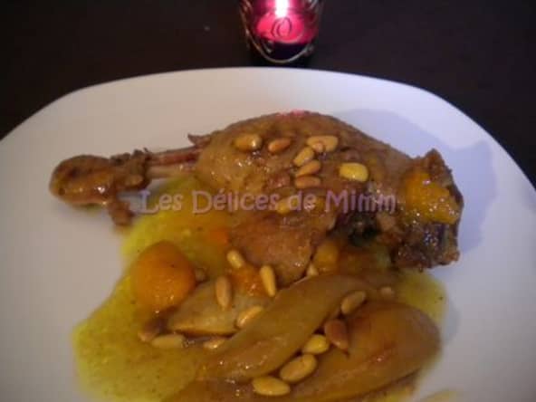 Tajine de canard aux poires et abricots