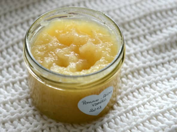 Douce compote pommes, poires, vanille