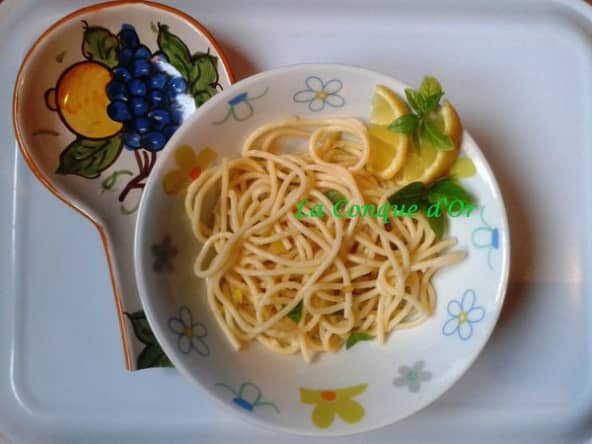 Spaghettis citron basilic