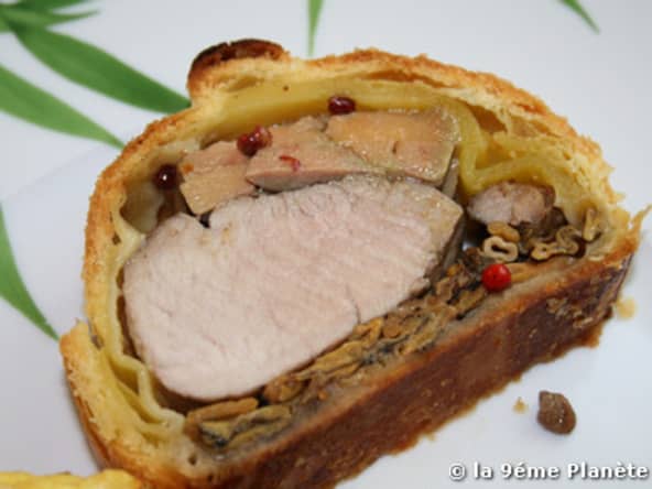 Filet mignon feuilleté au foie gras et chanterelles