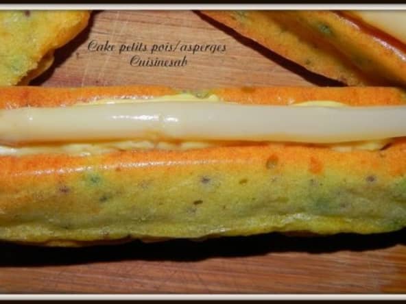 Cake aux asperges et petits pois
