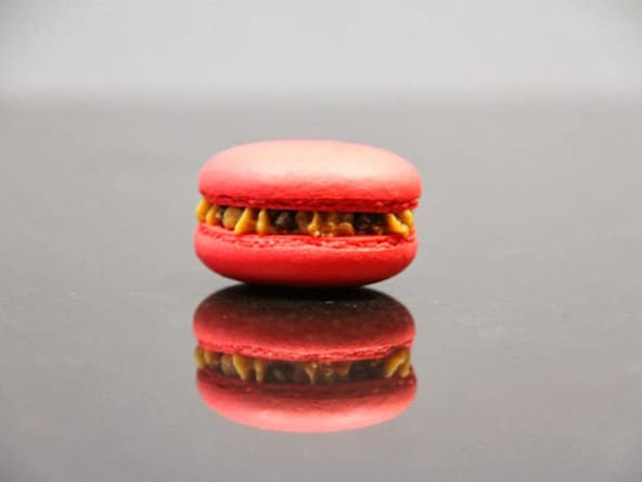 Macaron pain d'épices, sarments du Médoc et zeste d'orange