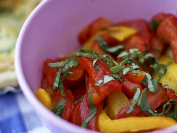 Poivrons cuits et basilic, rien de plus