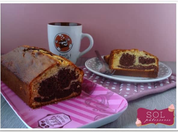 Cake marbré chocolat vanille