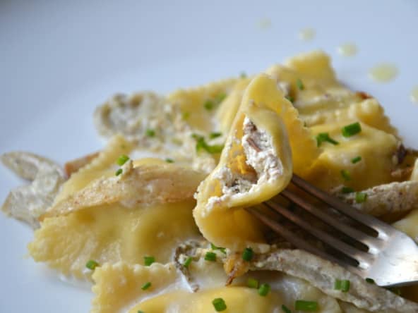 Raviolis aux cèpes et à la ricotta