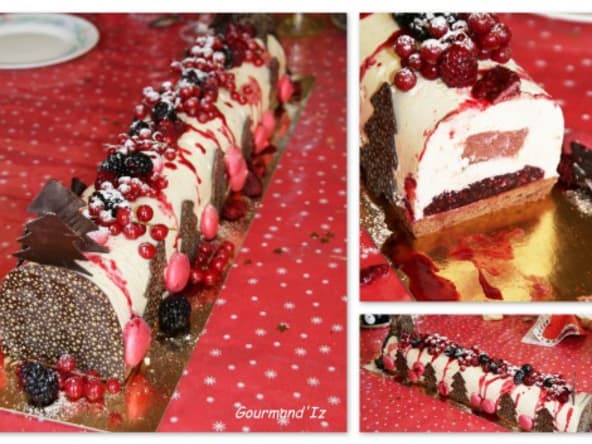 Bûche chocolat blanc et fruits rouges