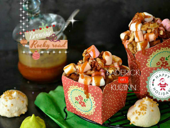 Brownie au chocolat noir rocky road, noix et chamallows