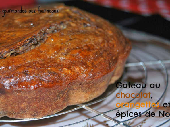 Gâteau au chocolat, orangettes et épices de Noël