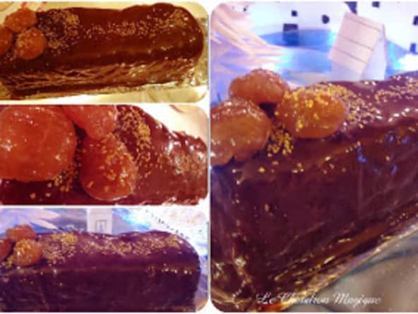 Bûche de Noël mousse de marrons, mousse caramel beurre salé