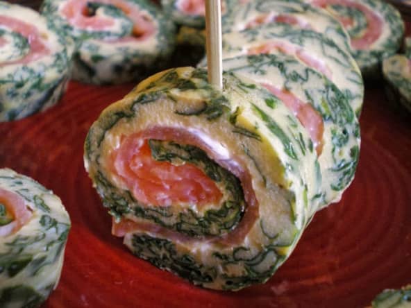 Omelette roulée épinards et saumon fumé