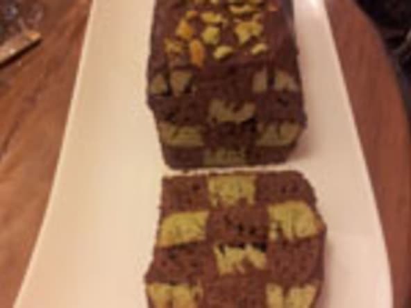 Cake damier chocolat-pistache