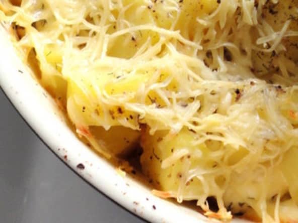 Gratin de Pdt, saumon fumé au mascarpone