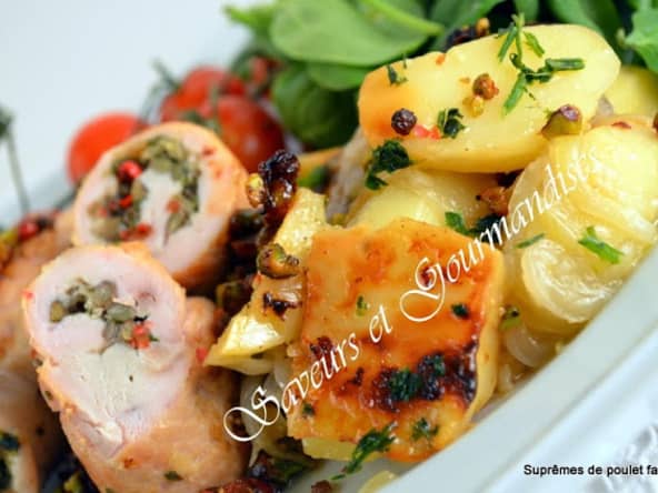 Ballotins de poulet aux lentilles pistachées