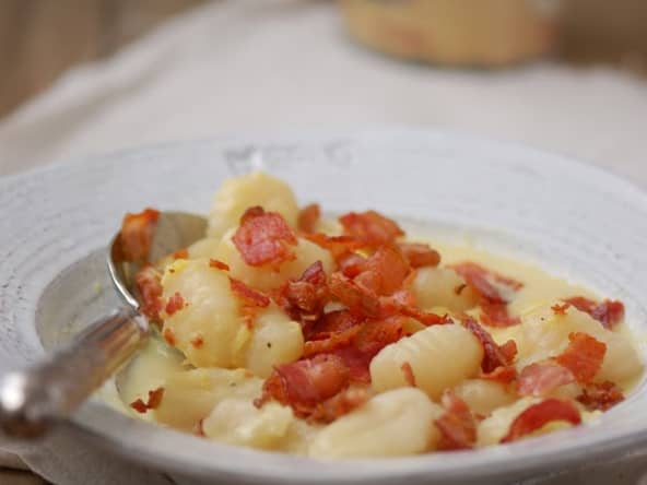 Gnocchis à la crème de maïs et bacon