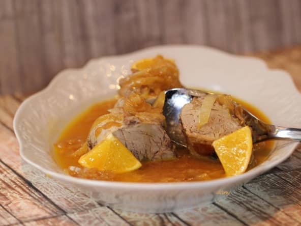 Filet mignon de porc à l'orange, au miel et à la cardamome