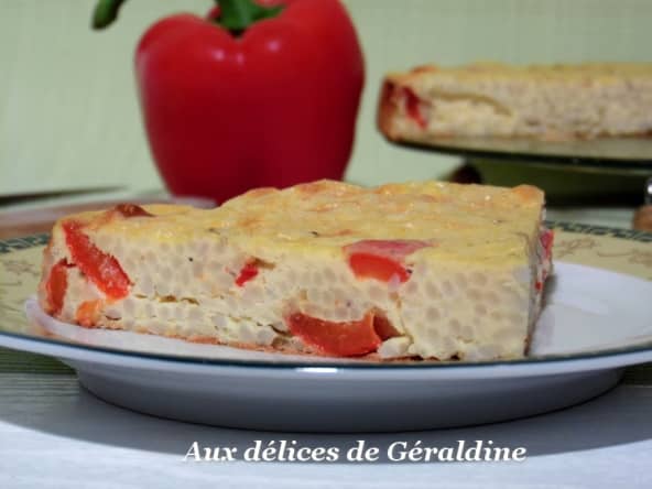 Frittata au poivron, riz et fromage de chèvre