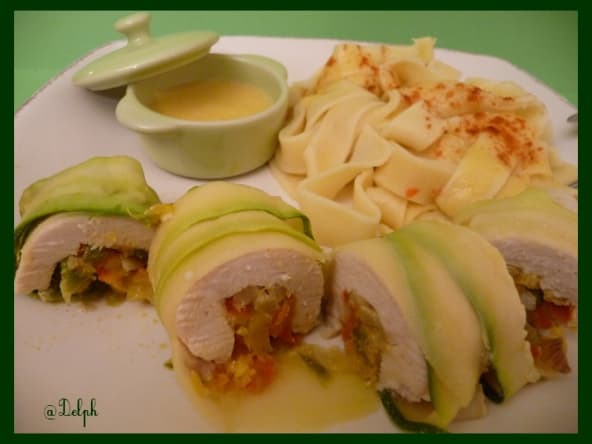 Roulé de poulet aux poivrons