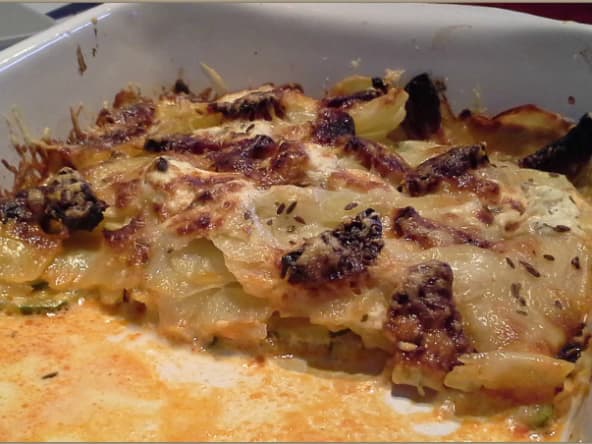 Gratin de courgette pomme de terre et chorizo