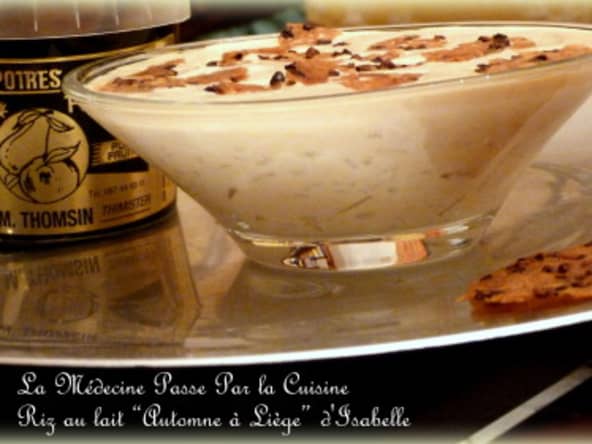 Riz au lait "Automne à Liège", sirop de Liège et dés de poires