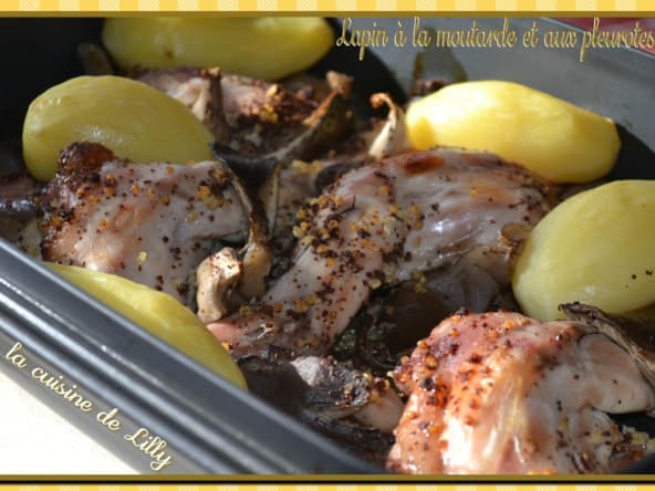 Lapin à la moutarde et aux pleurotes