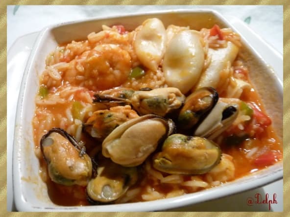 Risotto aux fruits de mer et chorizo.