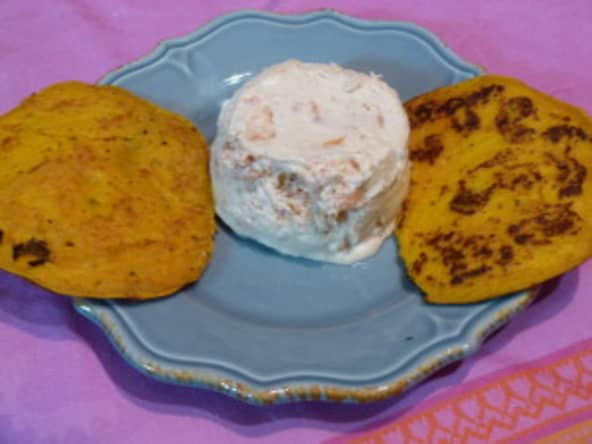 Blinis de potiron et rillettes de saumon