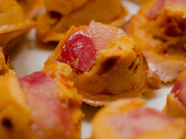 Bouchées au poivron, au camembert et au bacon